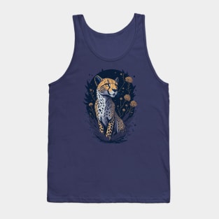 Cartoon Leopard In Vintage Retro Style Tank Top